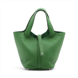 Second hand Hermes Picotin 18 Taurillon Clemence Leather Lock Bucket Handbag Vert Yucca - Tabita Bags