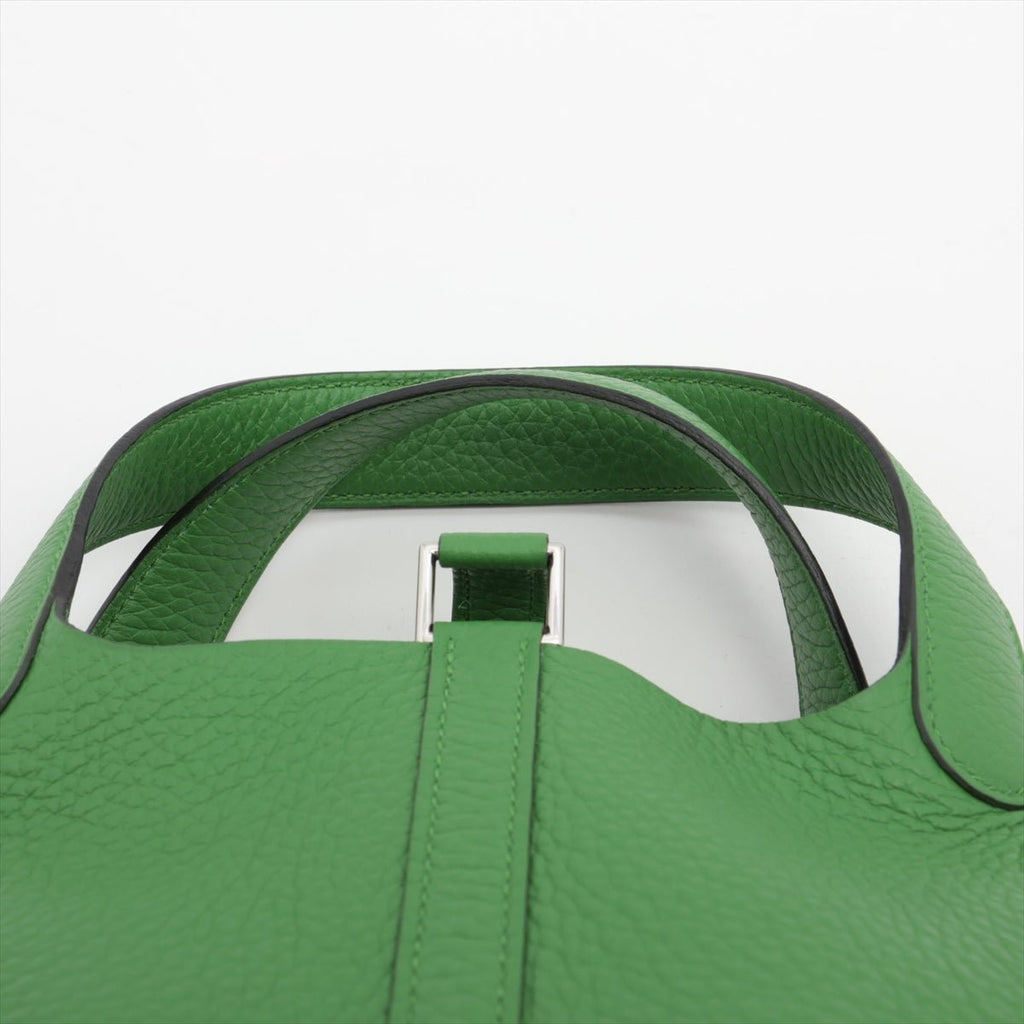 Second hand Hermes Picotin 18 Taurillon Clemence Leather Lock Bucket Handbag Vert Yucca - Tabita Bags