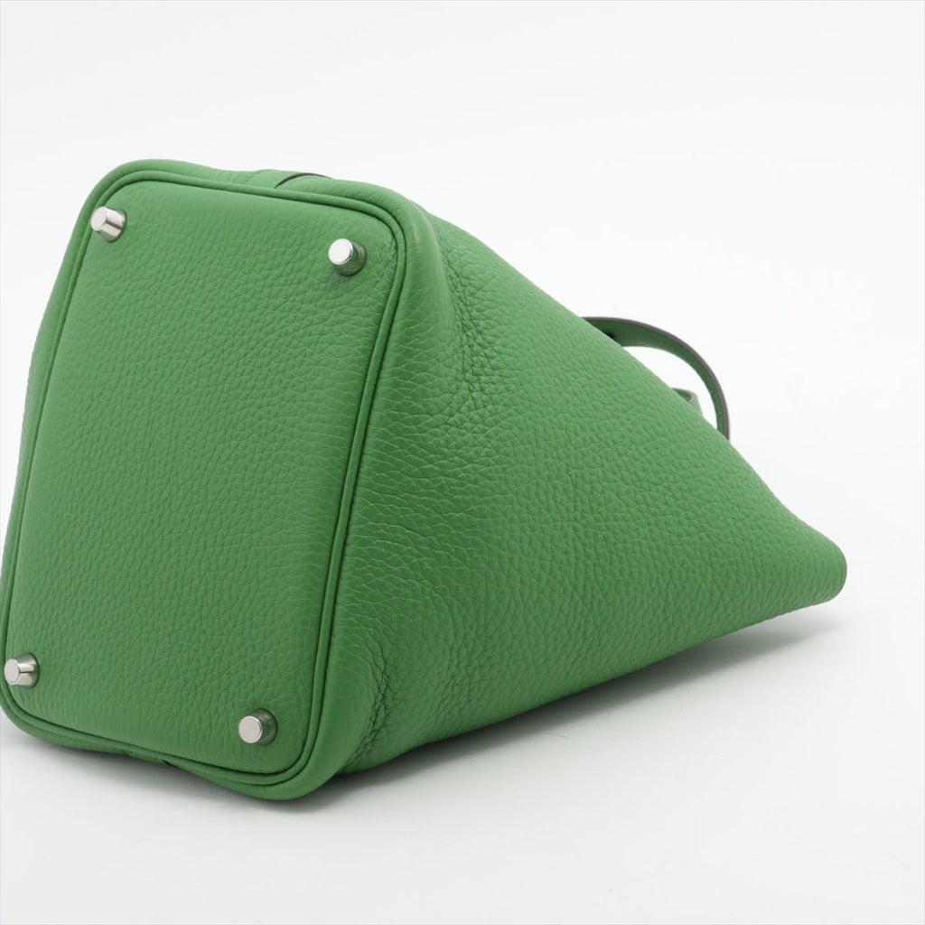 Second hand Hermes Picotin 18 Taurillon Clemence Leather Lock Bucket Handbag Vert Yucca - Tabita Bags