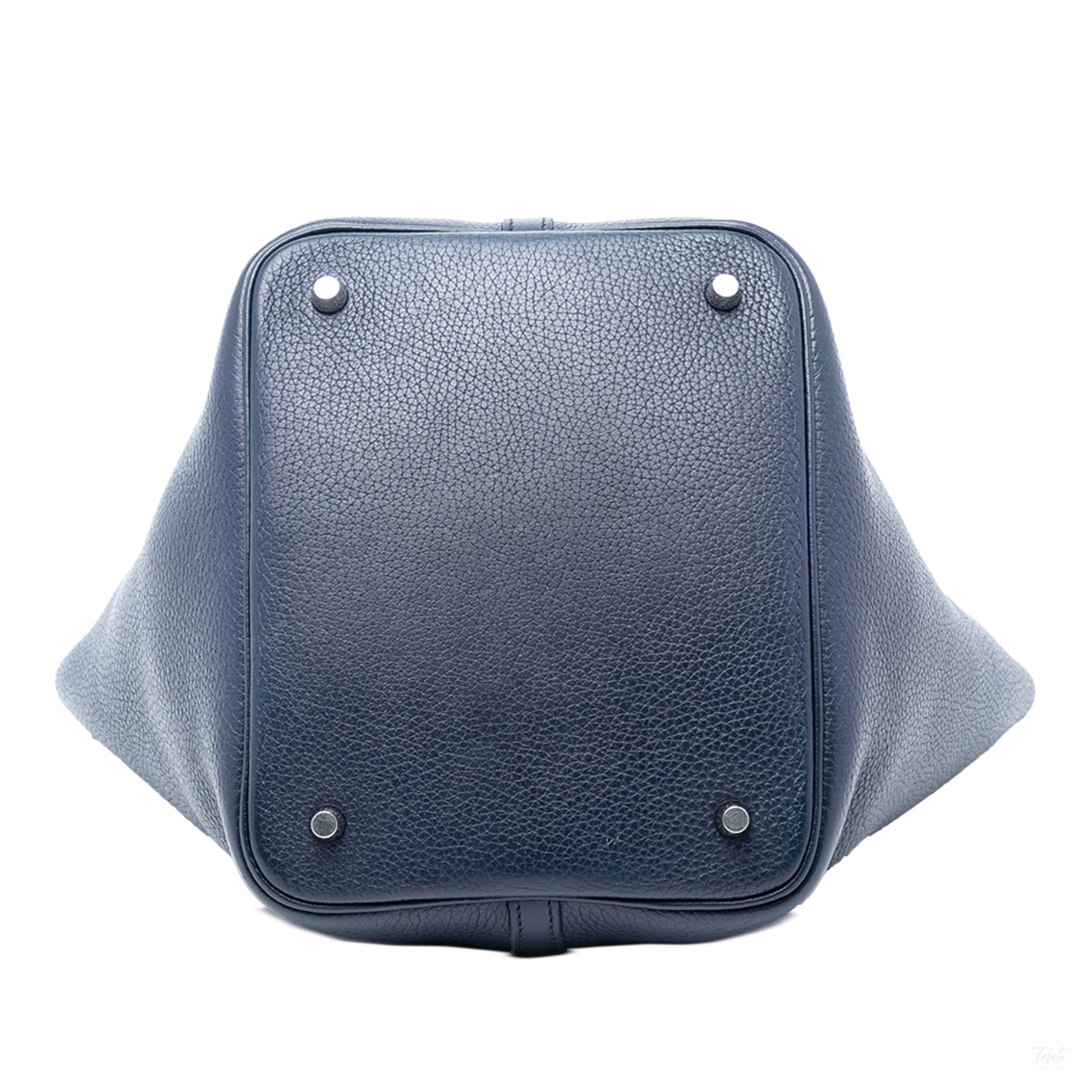 Second hand Hermes Picotin 22 Leather Lock Bucket Handbag Bleu Nuit - Tabita Bags