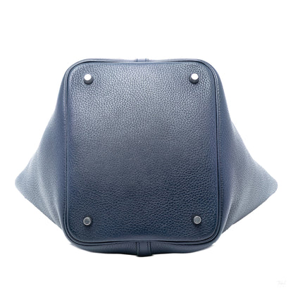Second hand Hermes Picotin 22 Leather Lock Bucket Handbag Bleu Nuit - Tabita Bags