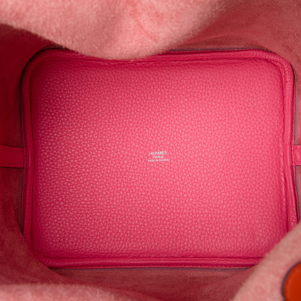 Second hand Hermes Picotin 22 Leather Lock Bucket Handbag Clemence Pink - Tabita Bags