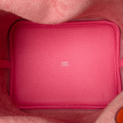 Second hand Hermes Picotin 22 Leather Lock Bucket Handbag Clemence Pink - Tabita Bags