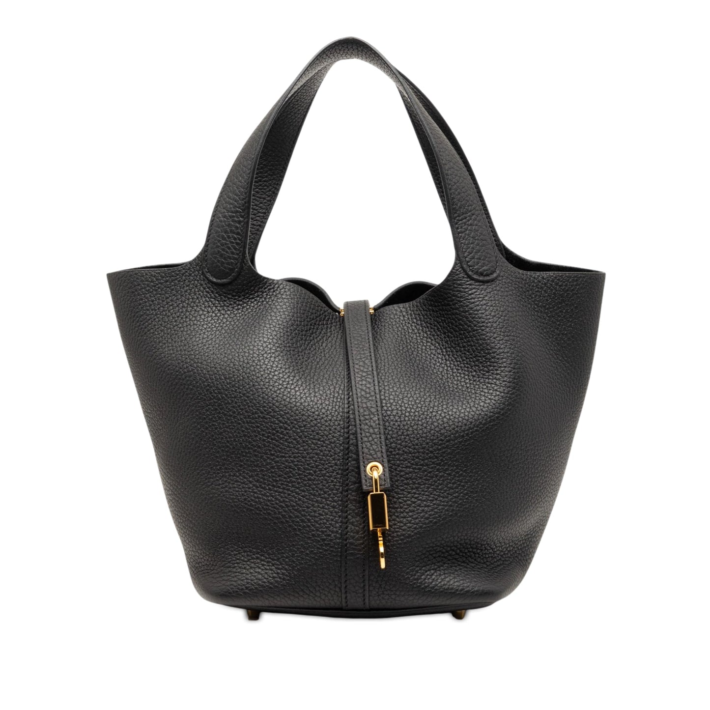 Second hand Hermes Picotin 22 Leather Lock Bucket Handbag Noir - Tabita Bags