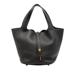 Second hand Hermes Picotin 22 Leather Lock Bucket Handbag Noir - Tabita Bags
