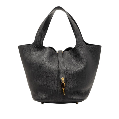 Second hand Hermes Picotin 22 Leather Lock Bucket Handbag Noir - Tabita Bags