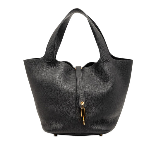 Second hand Hermes Picotin 22 Leather Lock Bucket Handbag Noir - Tabita Bags