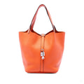 Second hand Hermes Picotin 22 Leather Lock Bucket Handbag Orange - Tabita Bags