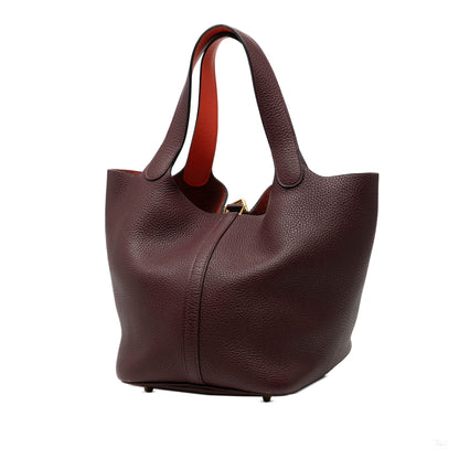 Second hand Hermes Picotin 22 Leather Lock Bucket Handbag Prune - Tabita Bags