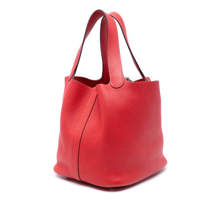 Second hand Hermes Picotin 22 Leather Lock Bucket Handbag Rouge de Coeur - Tabita Bags