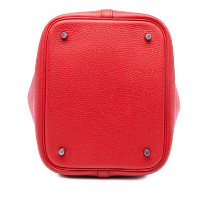 Second hand Hermes Picotin 22 Leather Lock Bucket Handbag Rouge de Coeur - Tabita Bags