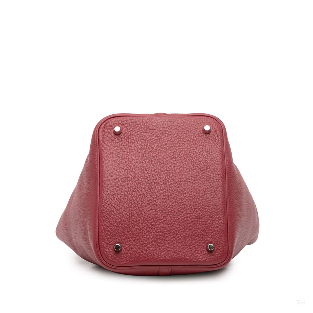 Second hand Hermes Picotin 22 Leather Lock Bucket Handbag Rouge H - Tabita Bags