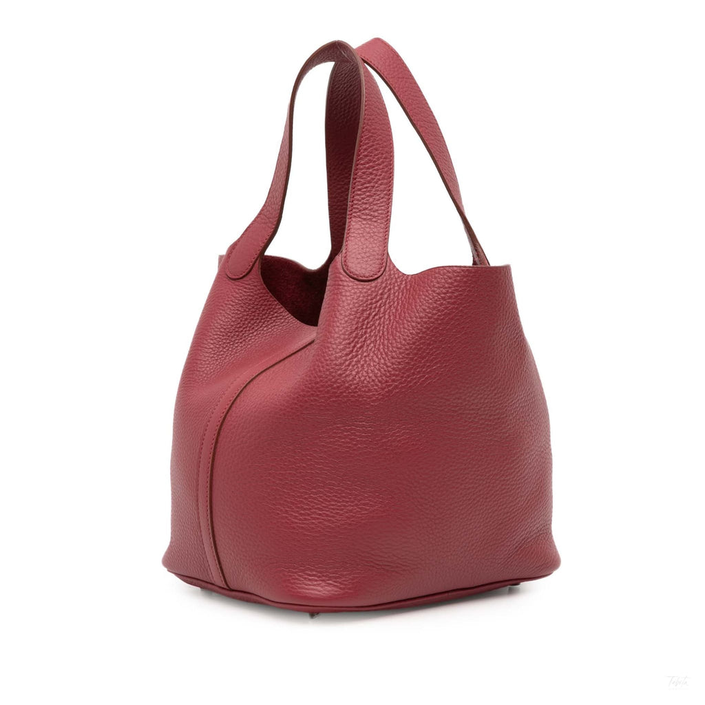 Second hand Hermes Picotin 22 Leather Lock Bucket Handbag Rouge H - Tabita Bags