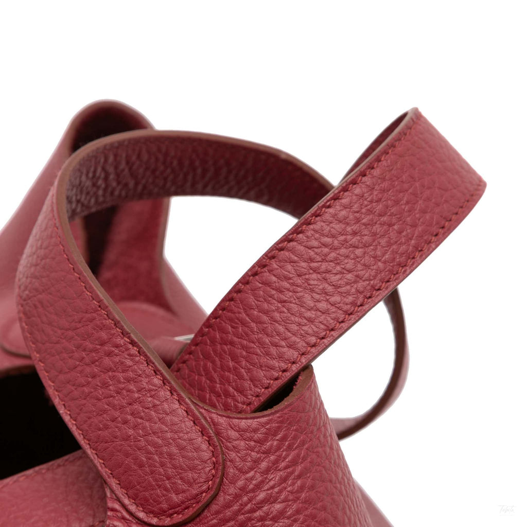 Second hand Hermes Picotin 22 Leather Lock Bucket Handbag Rouge H - Tabita Bags