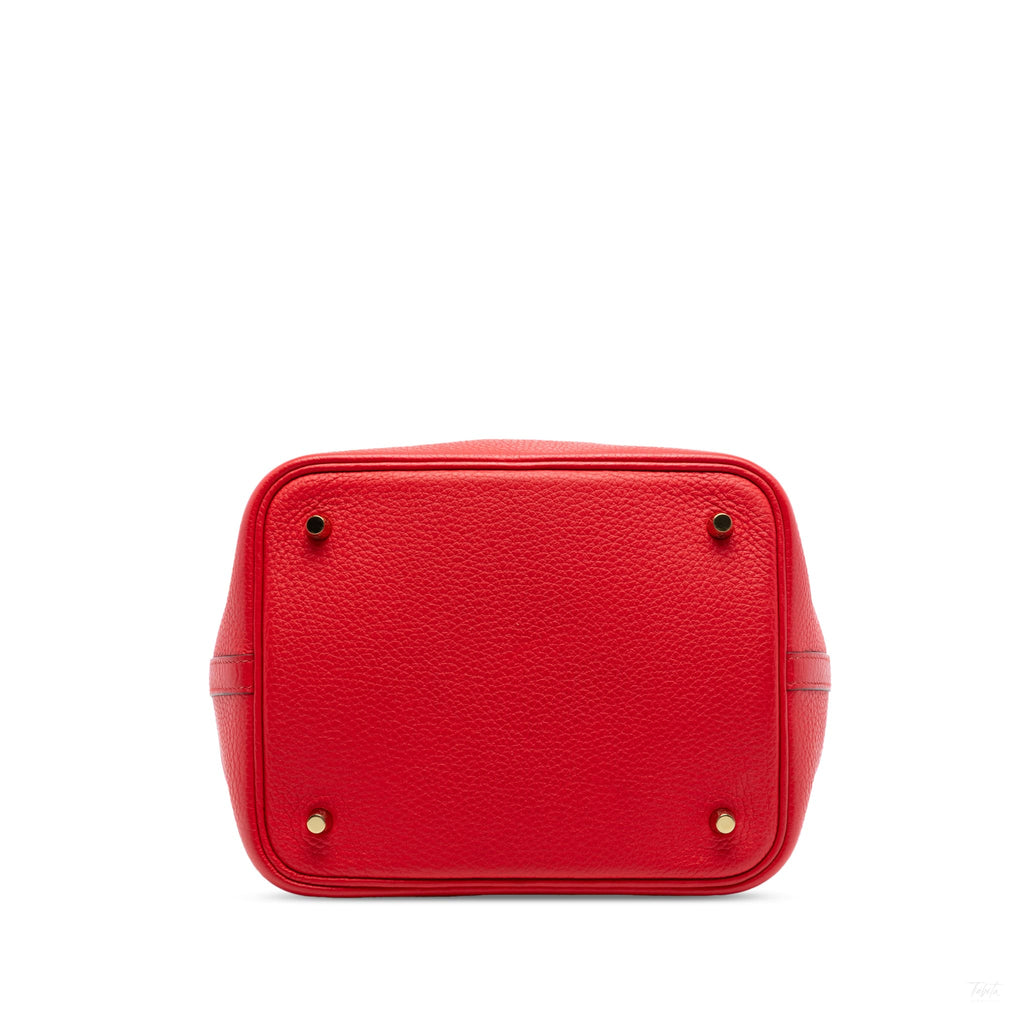 Second hand Hermes Picotin 22 Leather Lock Bucket Handbag Rouge Tomate - Tabita Bags