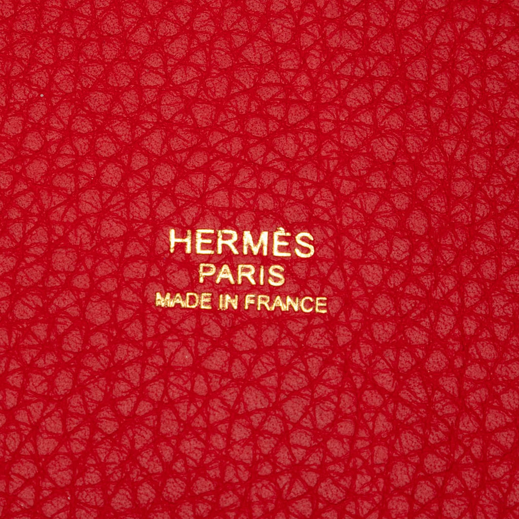 Second hand Hermes Picotin 22 Leather Lock Bucket Handbag Rouge Tomate - Tabita Bags