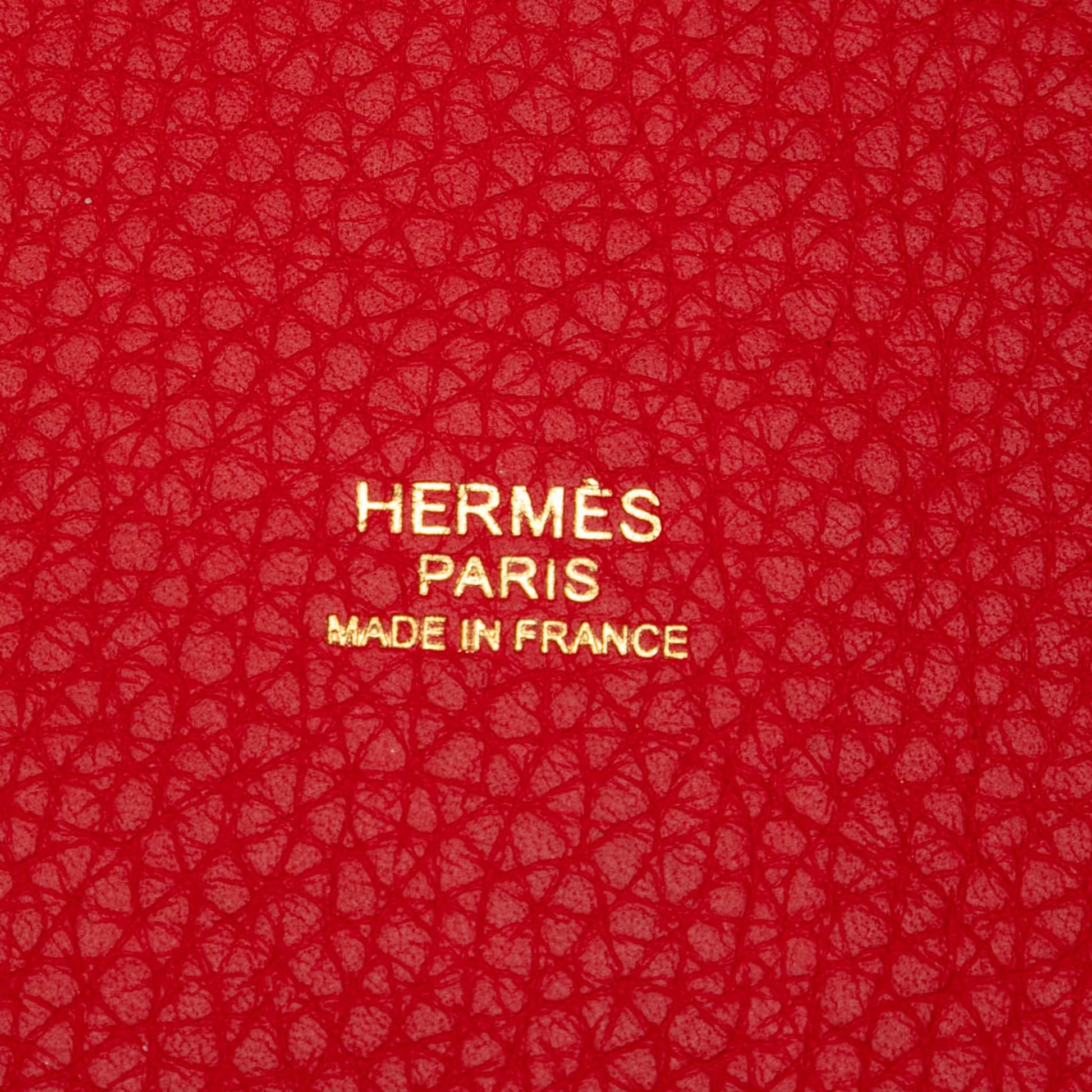 Second hand Hermes Picotin 22 Leather Lock Bucket Handbag Rouge Tomate - Tabita Bags