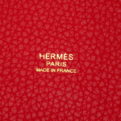 Second hand Hermes Picotin 22 Leather Lock Bucket Handbag Rouge Tomate - Tabita Bags
