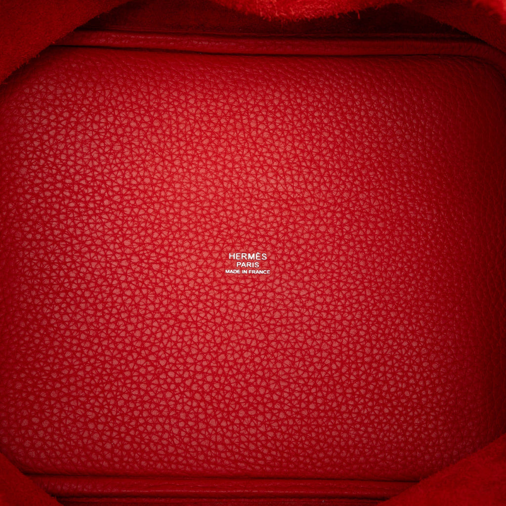 Second hand Hermes Picotin 22 Leather Lock Bucket Handbag Rouge Tomate - Tabita Bags