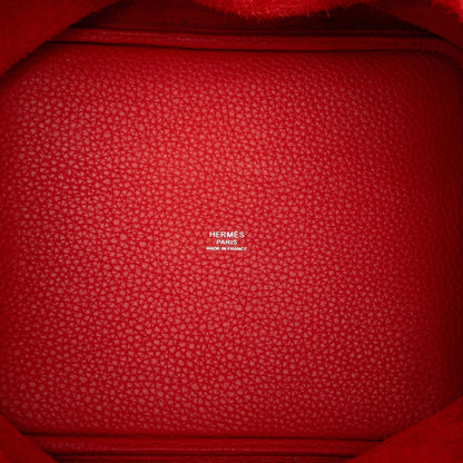Second hand Hermes Picotin 22 Leather Lock Bucket Handbag Rouge Tomate - Tabita Bags