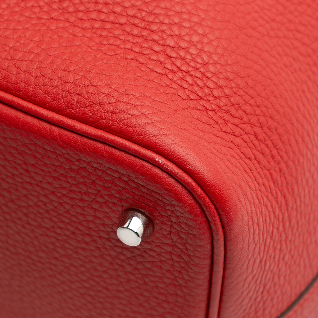 Second hand Hermes Picotin 22 Leather Lock Bucket Handbag Rouge Vif - Tabita Bags