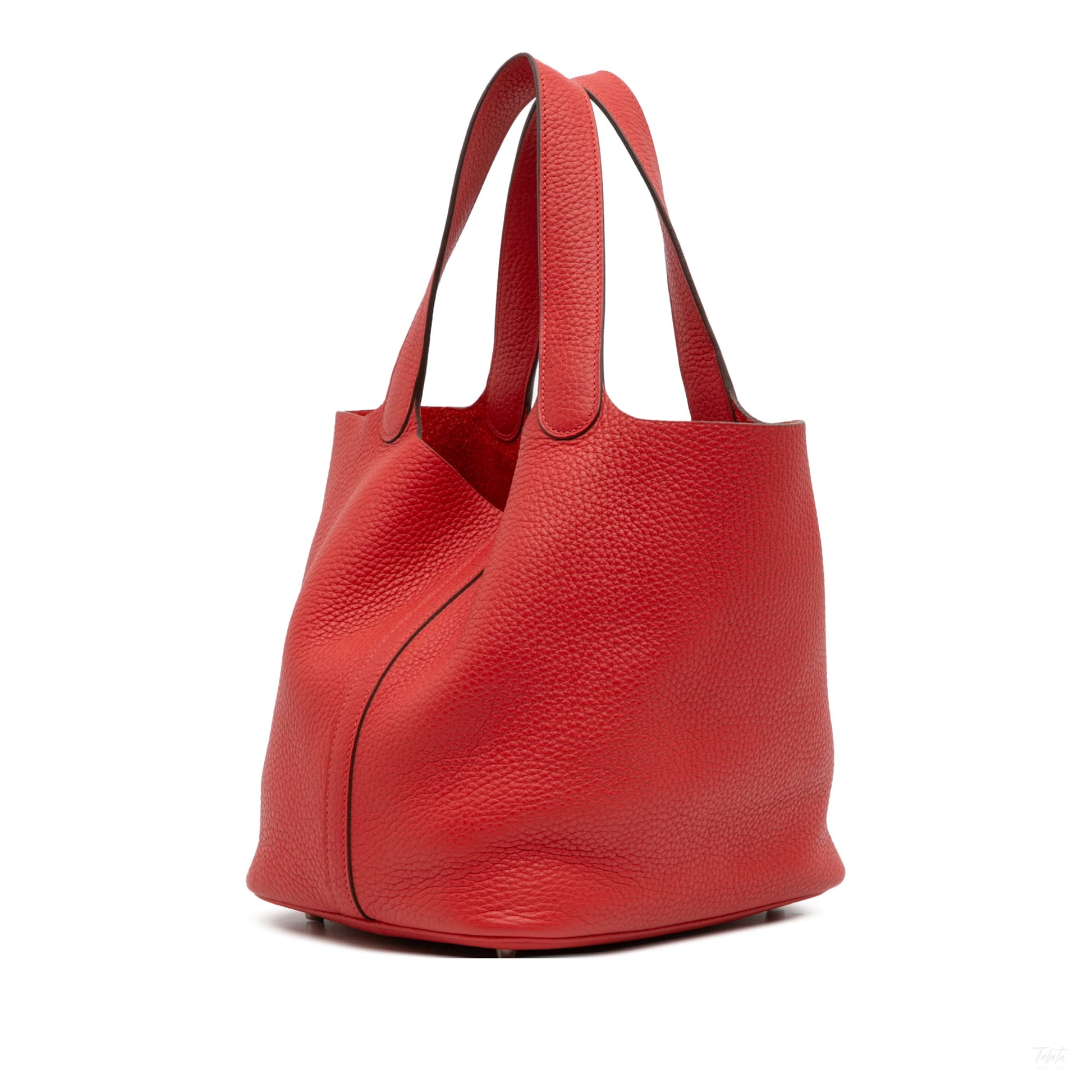 Second hand Hermes Picotin 22 Leather Lock Bucket Handbag Rouge Vif - Tabita Bags