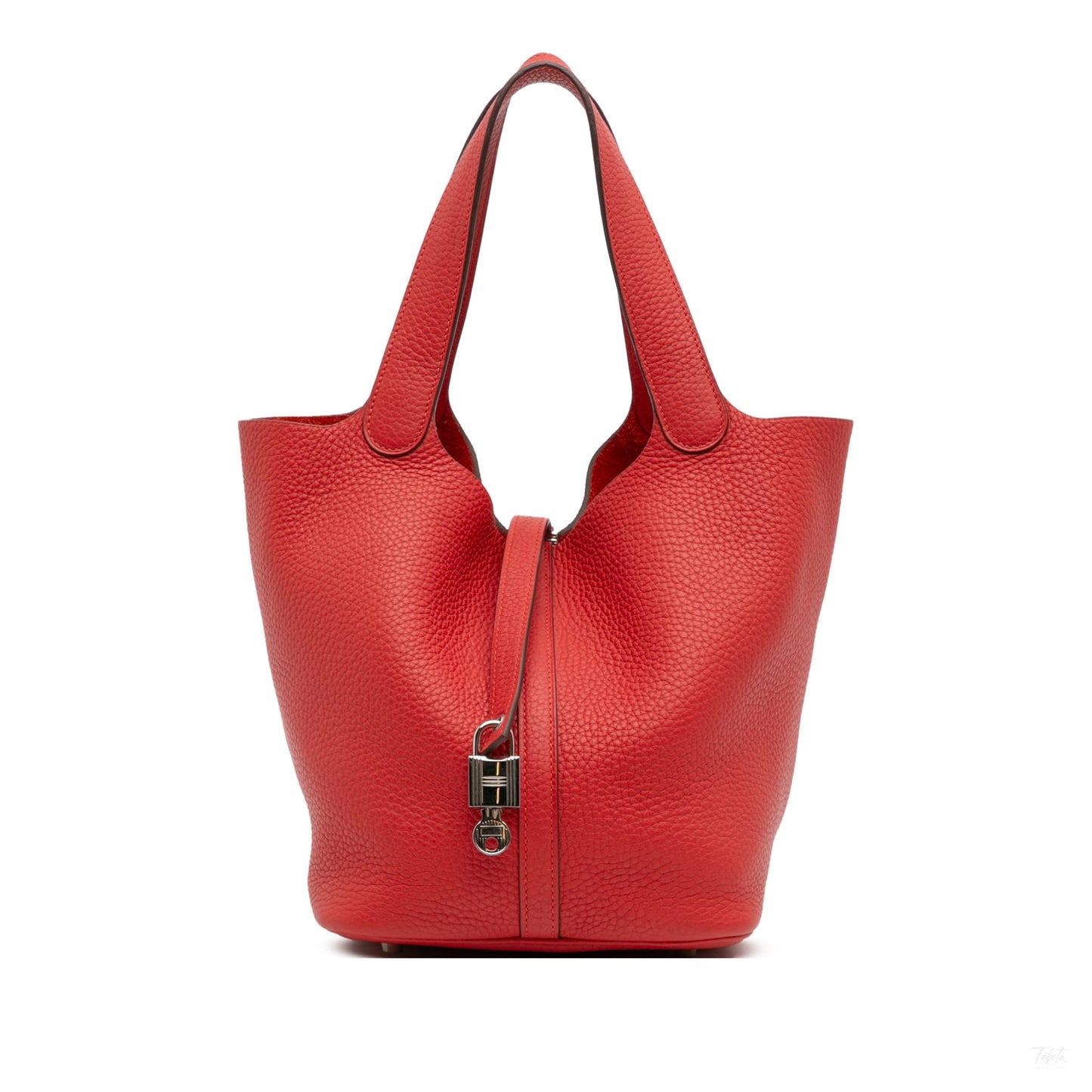 Second hand Hermes Picotin 22 Leather Lock Bucket Handbag Rouge Vif - Tabita Bags