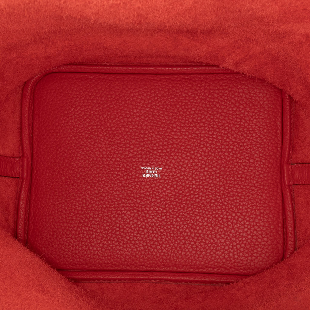 Second hand Hermes Picotin 22 Leather Lock Bucket Handbag Rouge Vif - Tabita Bags