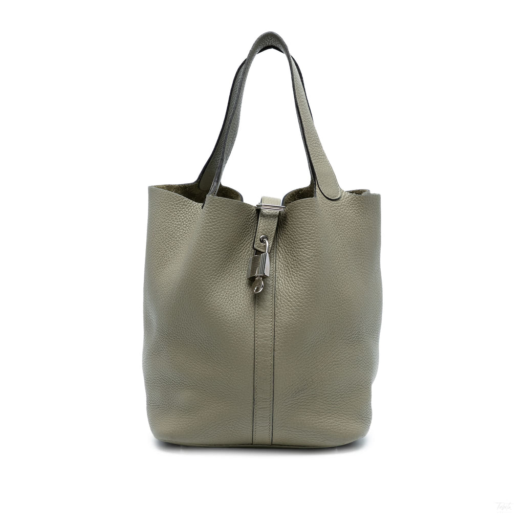 Second hand Hermes Picotin 22 Leather Lock Bucket Handbag Sauge - Tabita Bags