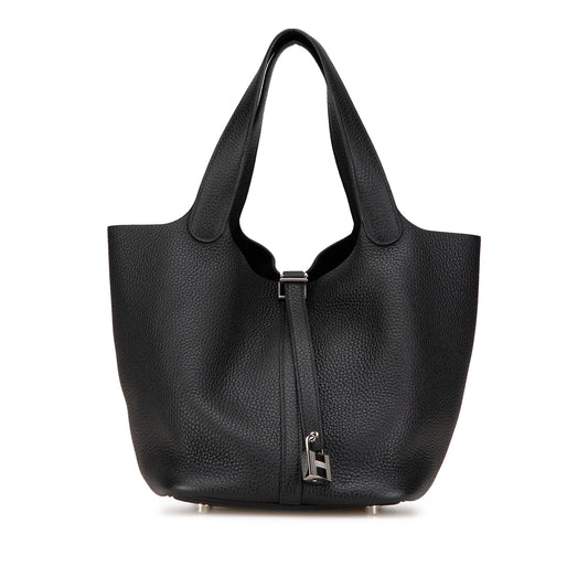 Second hand Hermes Picotin 22 Lock Leather Bucket Handbag Black - Tabita Bags