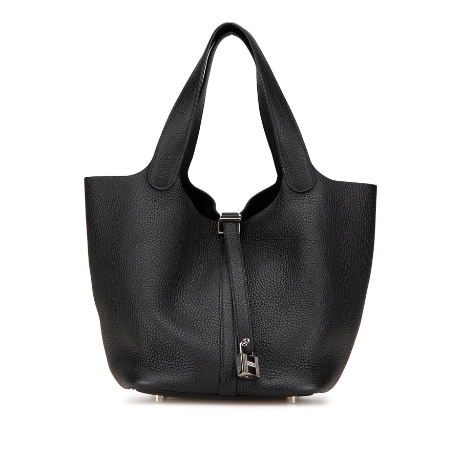 Second hand Hermes Picotin 22 Lock Leather Bucket Handbag Black - Tabita Bags