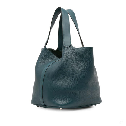 Second hand Hermes Picotin 26 Leather Lock Bucket Handbag Vert Cypress - Tabita Bags