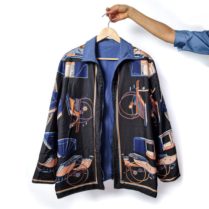 Second hand Hermes Reversible Jacket Silk Ready to Wear Navy - Tabita Bags