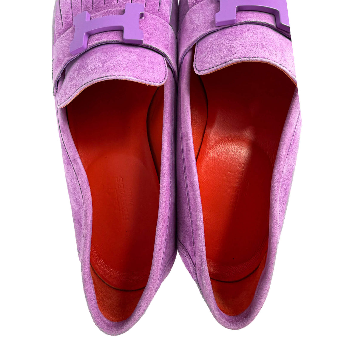 Second hand Hermes Royal Goatskin Suede Loafer 38 Violet Parm - Tabita Bags