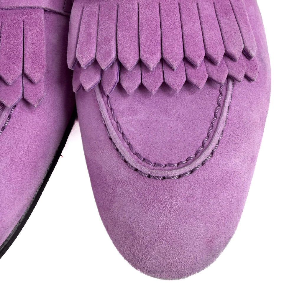 Second hand Hermes Royal Goatskin Suede Loafer 38 Violet Parm - Tabita Bags
