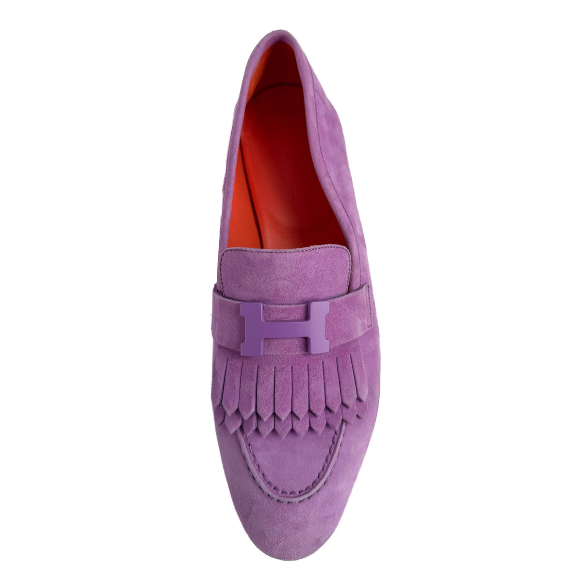Second hand Hermes Royal Goatskin Suede Loafer 38 Violet Parm - Tabita Bags