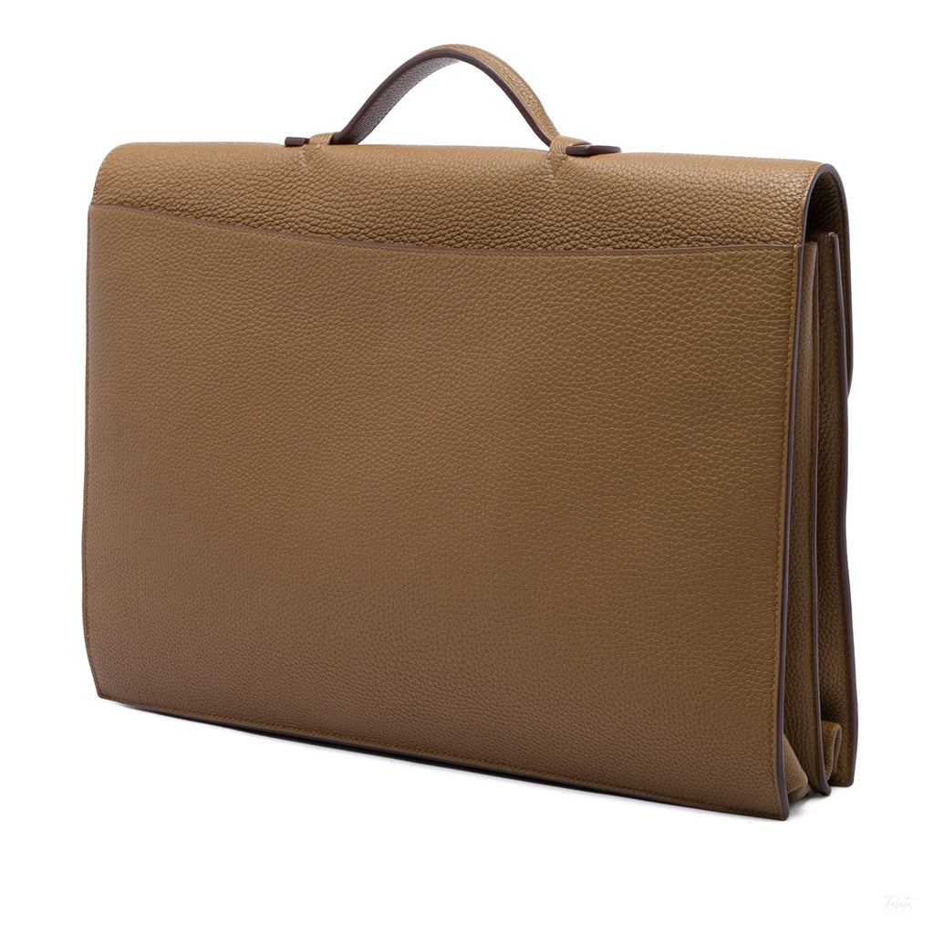 Second hand Hermes Sac a Depeches 40 Togo Leather Business Handbag Brown - Tabita Bags
