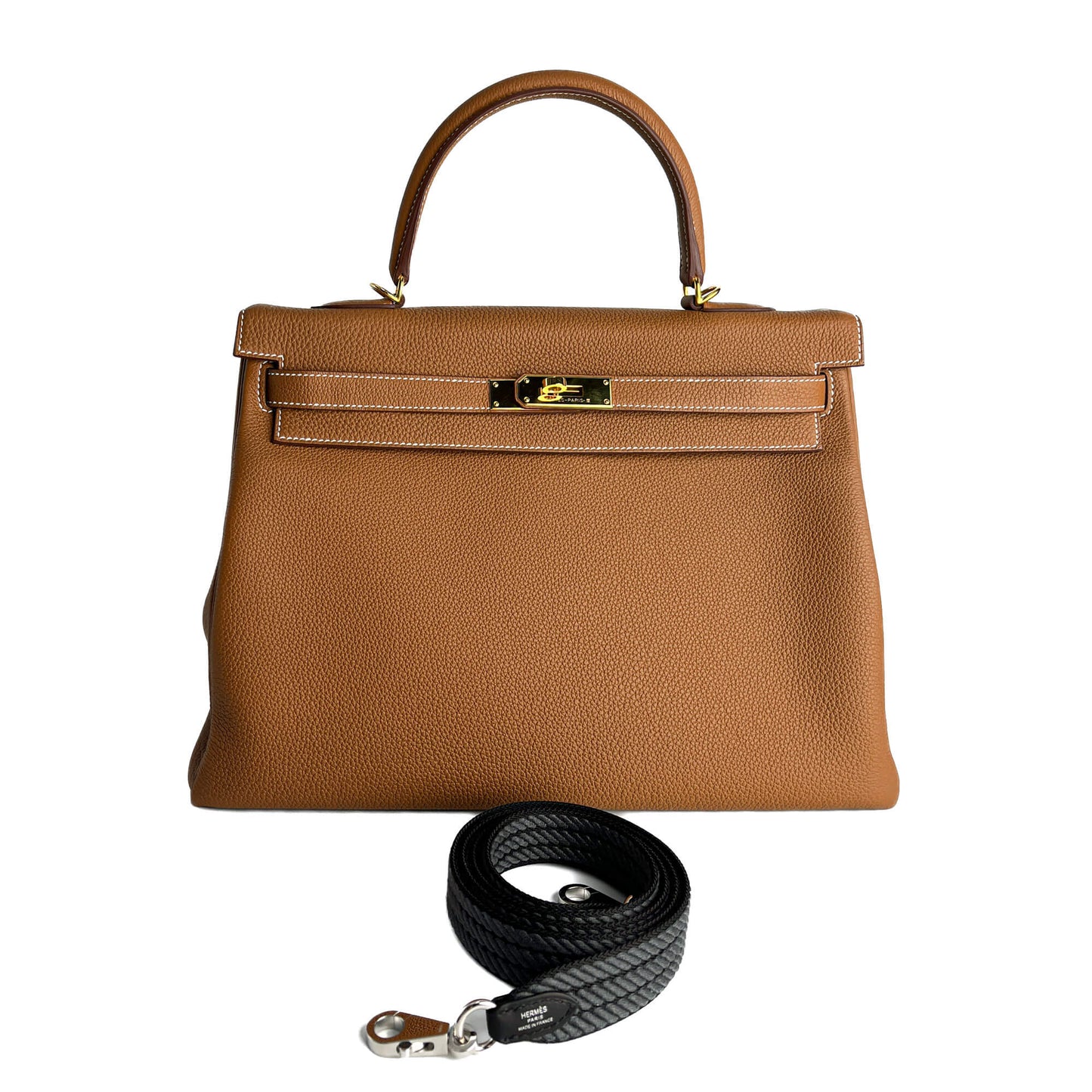 Second hand Hermes Sangle Cordage 25 Canvas Shoulder Strap Navy - Tabita Bags