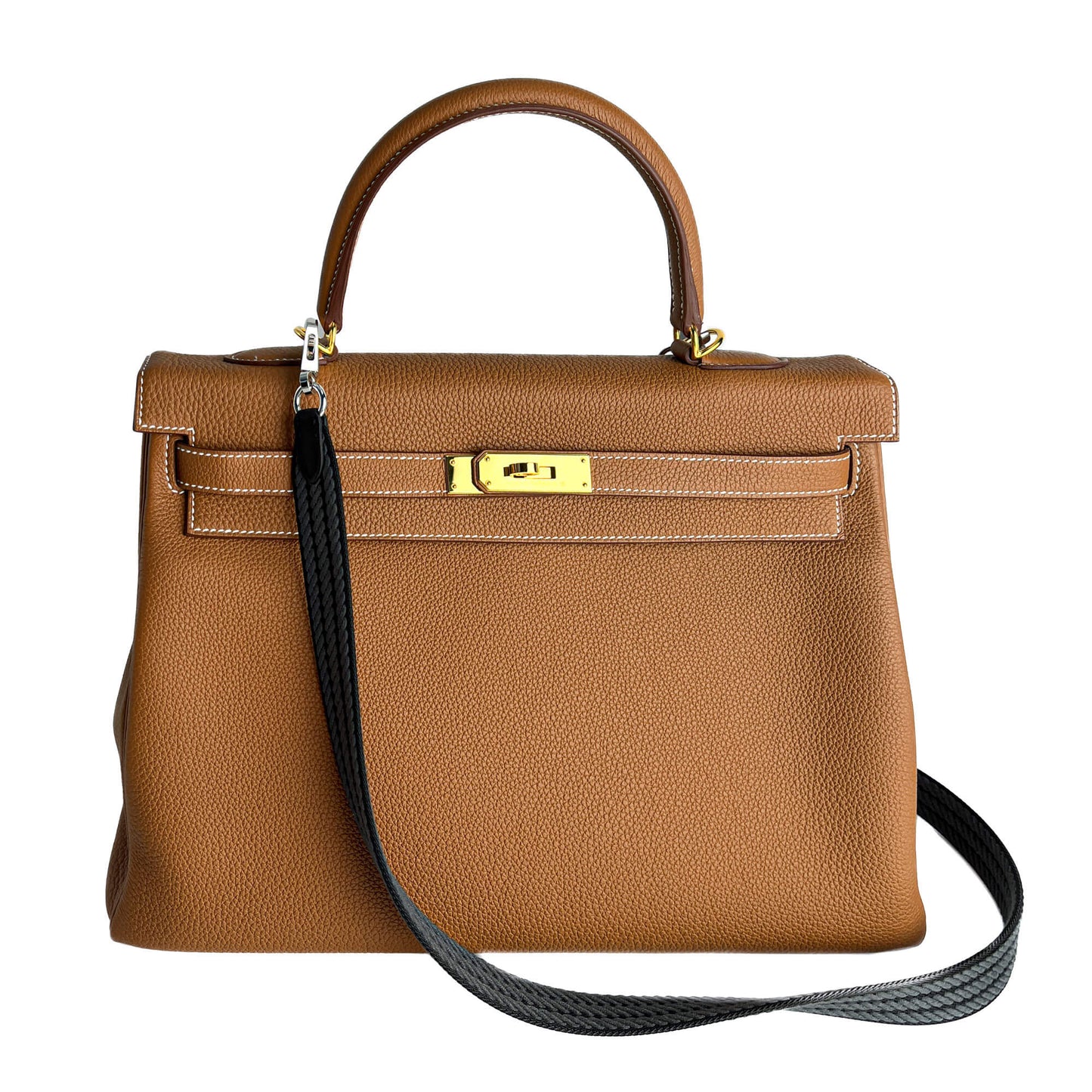 Second hand Hermes Sangle Cordage 25 Canvas Shoulder Strap Navy - Tabita Bags