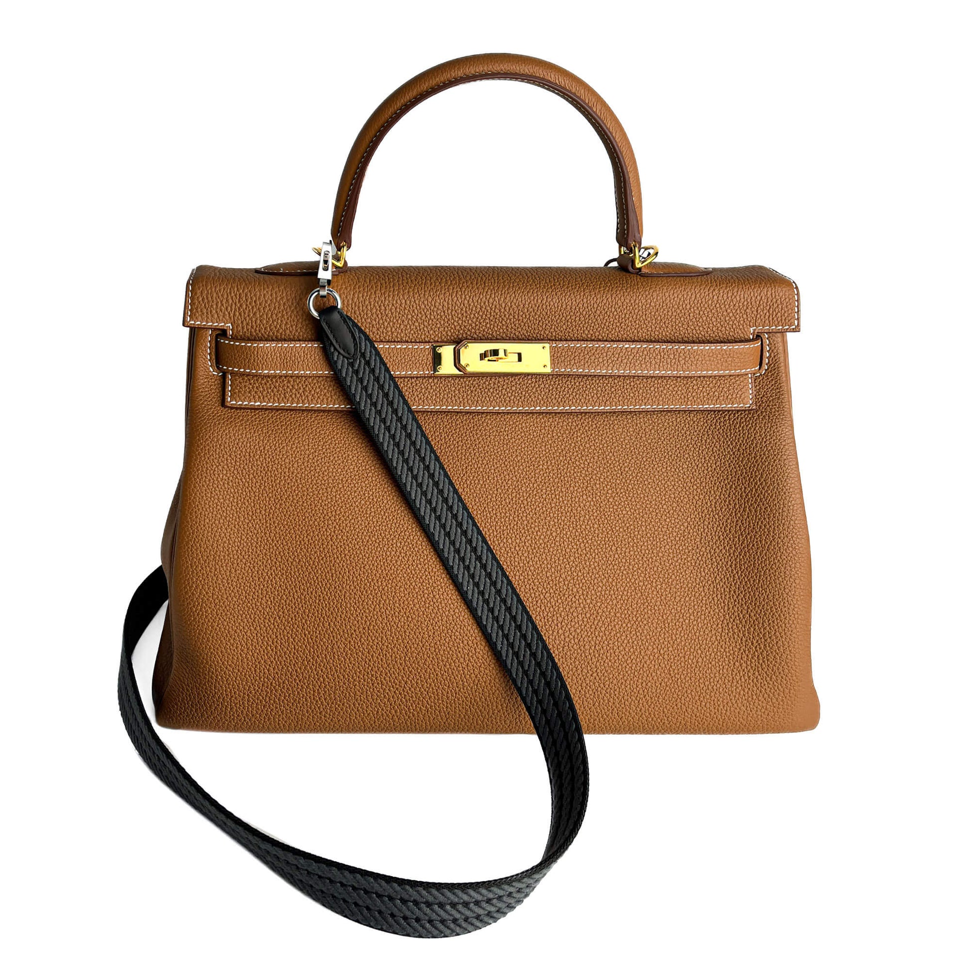 Second hand Hermes Sangle Cordage 25 Canvas Shoulder Strap Navy - Tabita Bags