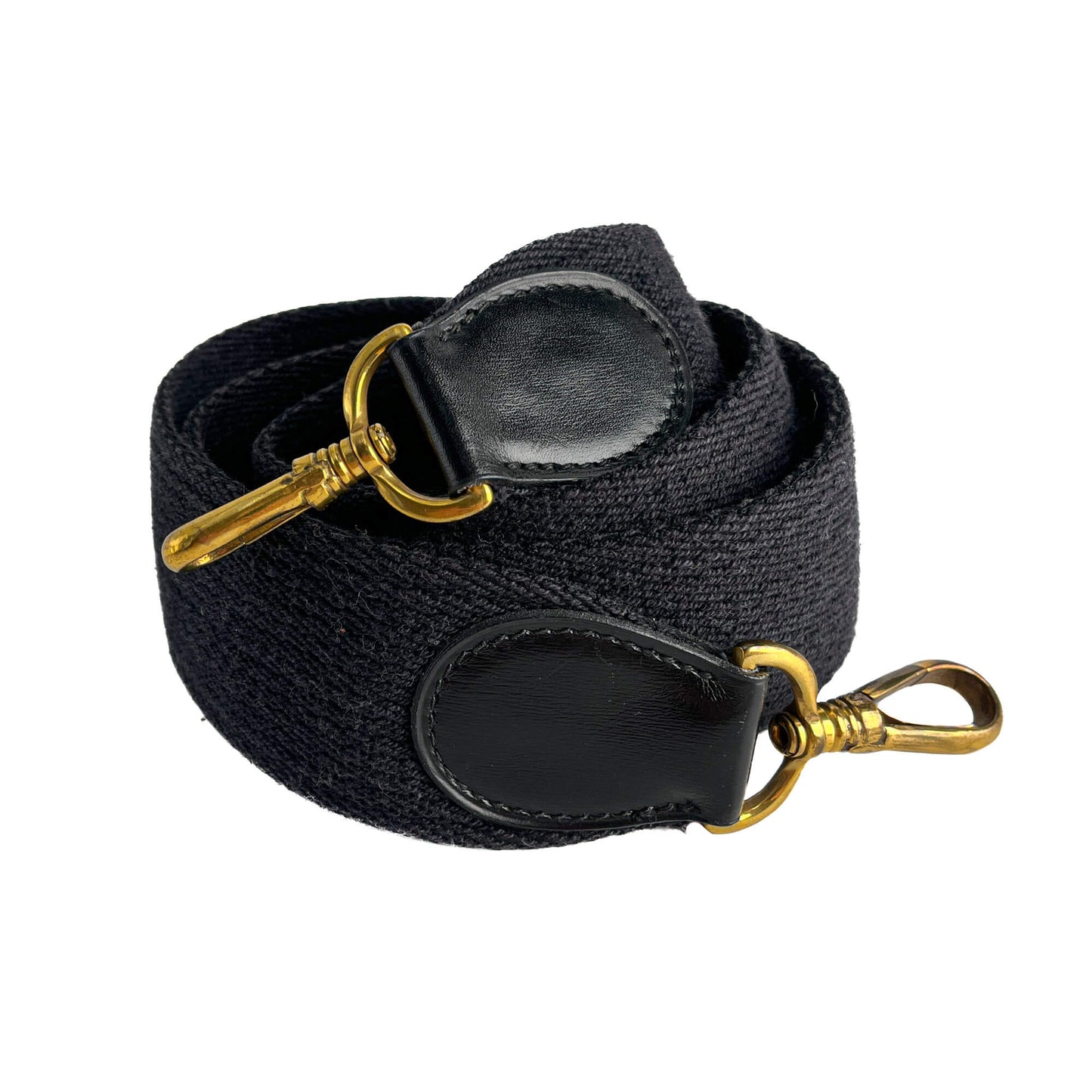 Second hand Hermes Shoulder Strap Leather & Fabric Black - Tabita Bags