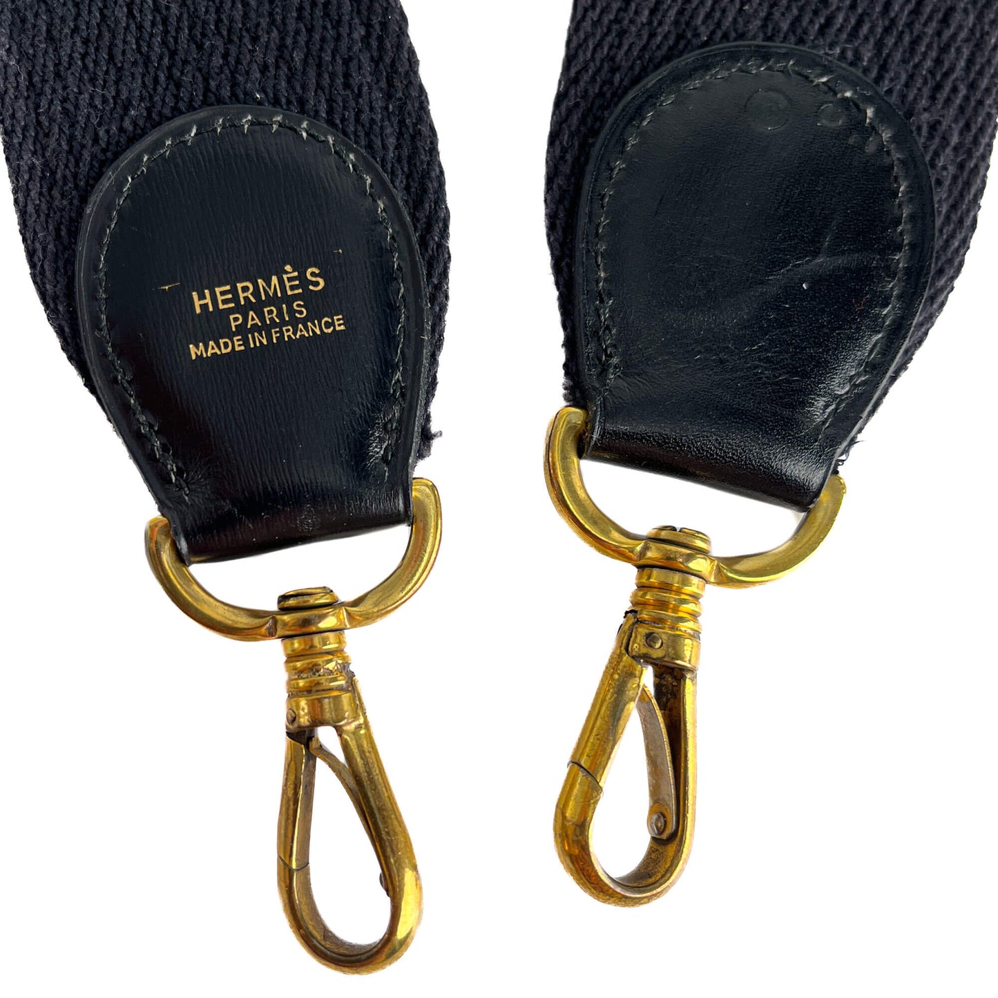 Second hand Hermes Shoulder Strap Leather & Fabric Black - Tabita Bags