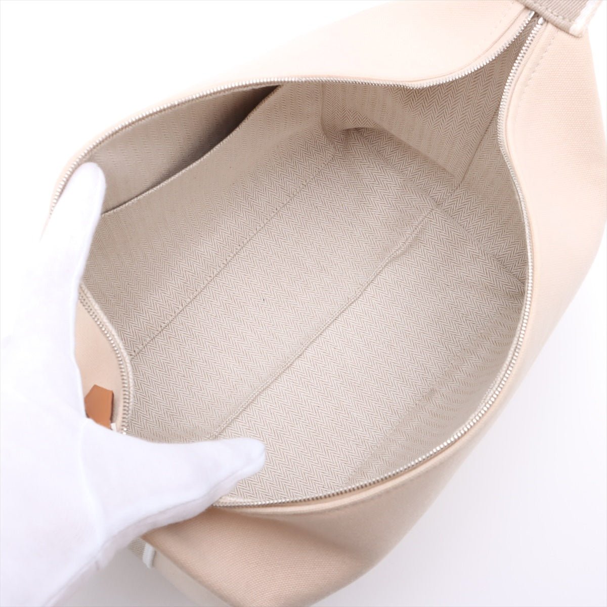 Second hand Hermes Trousse de Toilette Bride GM Wool Beauty Case Beige - Tabita Bags