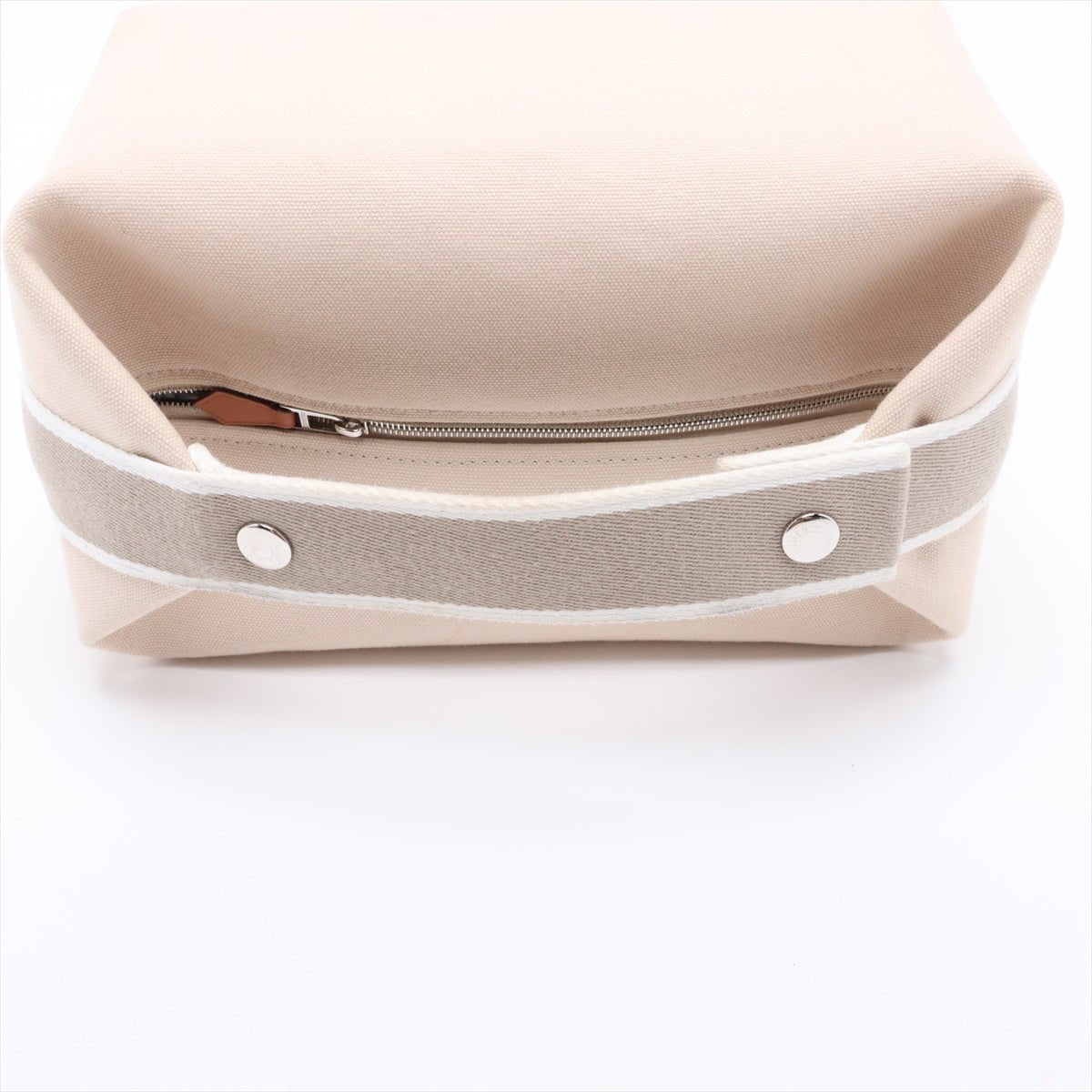 Second hand Hermes Trousse de Toilette Bride GM Wool Beauty Case Beige - Tabita Bags