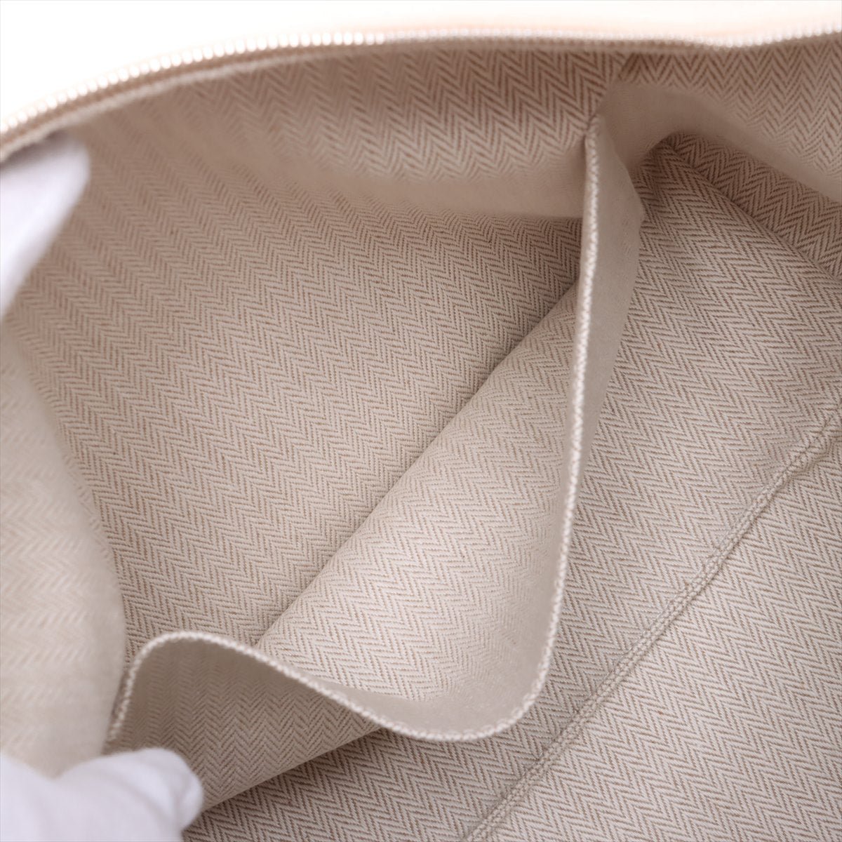 Second hand Hermes Trousse de Toilette Bride GM Wool Beauty Case Beige - Tabita Bags