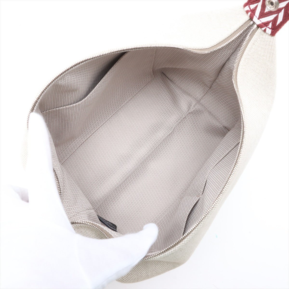 Second hand Hermes Trousse de Toilette Bride GM Wool Beauty Case Beige x Brown - Tabita Bags