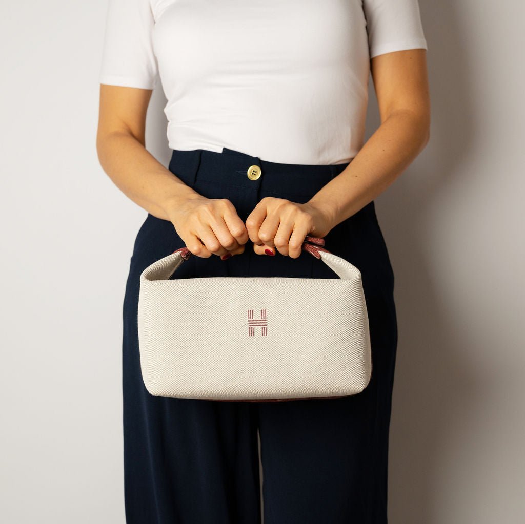 Second hand Hermes Trousse de Toilette Bride GM Wool Beauty Case Beige x Brown - Tabita Bags