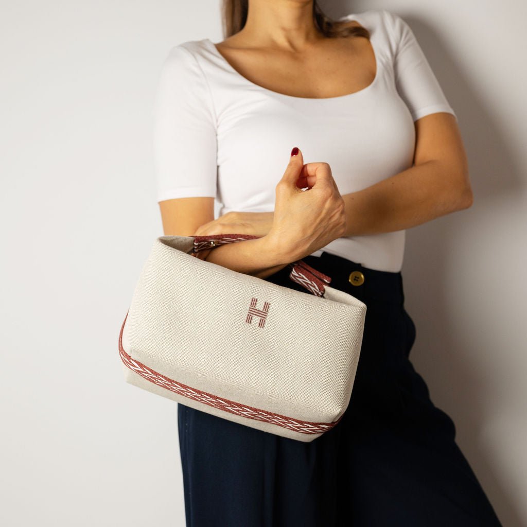 Second hand Hermes Trousse de Toilette Bride GM Wool Beauty Case Beige x Brown - Tabita Bags