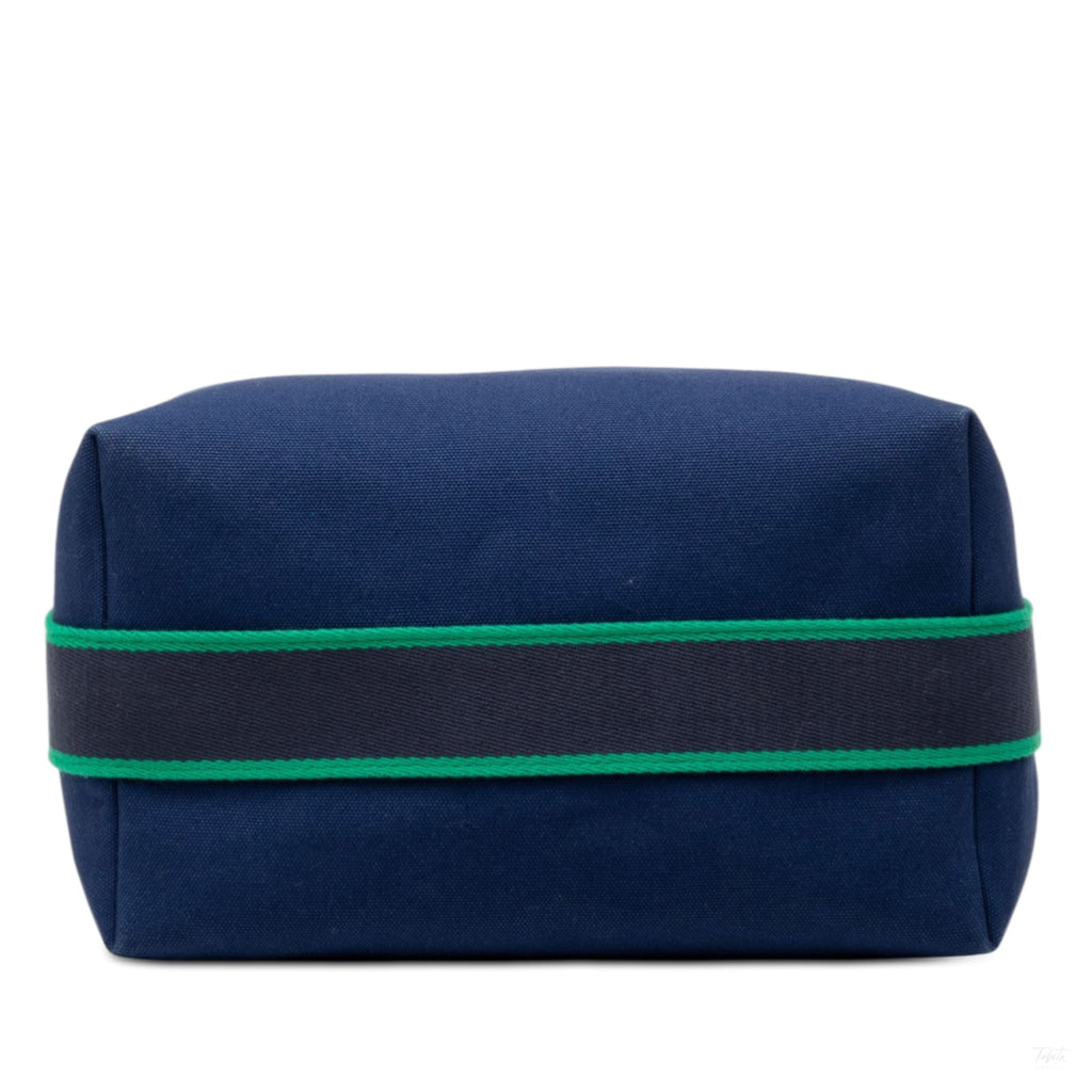 Second hand Hermes Trousse de Toilette Bride GM Wool Beauty Case Blue - Tabita Bags