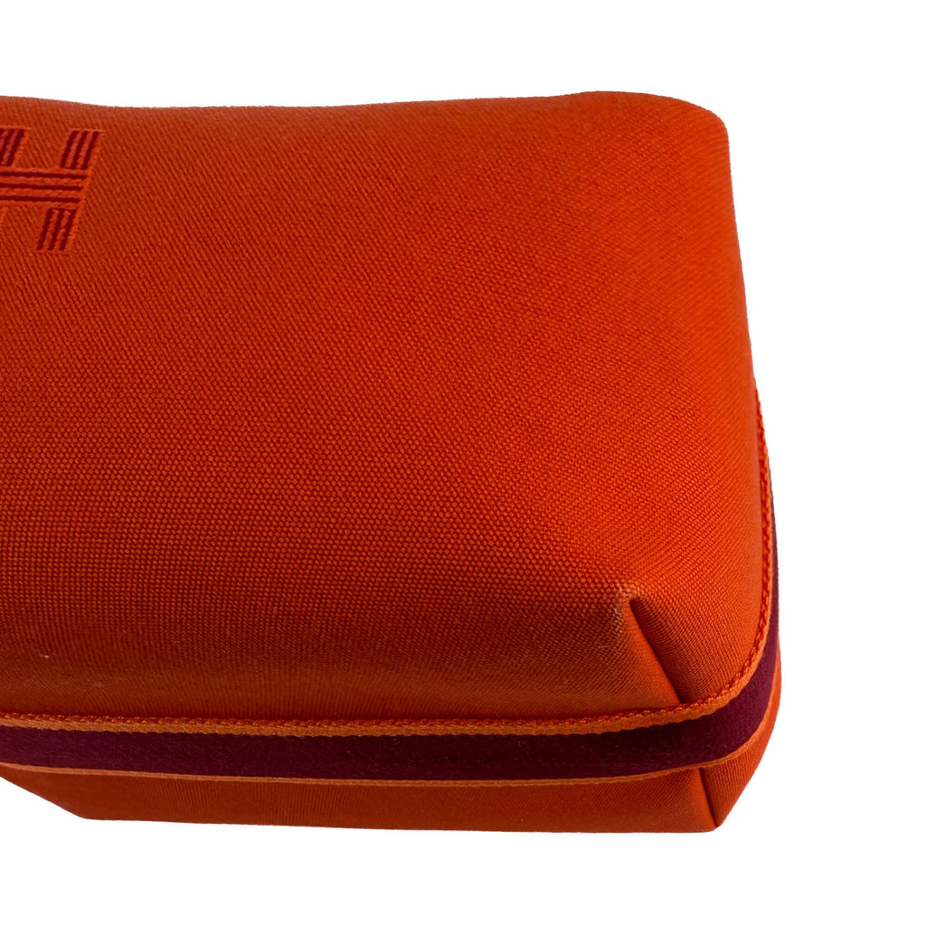 Second hand Hermes Trousse de Toilette Bride GM Wool Beauty Case Orange - Tabita Bags
